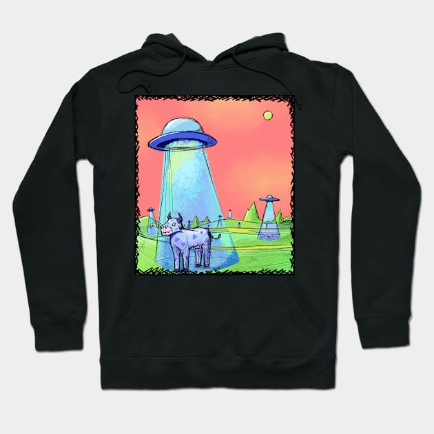 Ufo's stealing cows Hoodie by Griffit